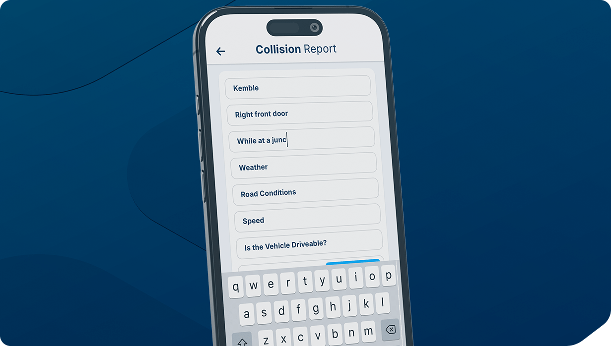 FleetCheck Driver app collision reporting screen