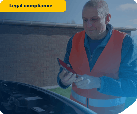 Driver carrying out a daily walkaround check